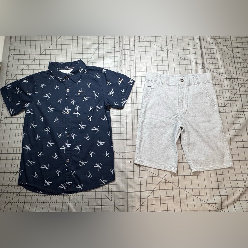 Calvin Klein Jeans Blue Button Down Shirt with Bird Print